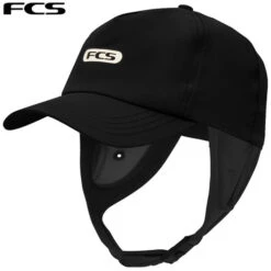 FCS | Truckers Surf Cap | Black | Surfing Hat With Adjustable Under Chin Strap | One Size Fits Most