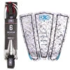 Kanoa Igarashi Pack | White | Surfboard Deck Grip PLUS Leash | Traction Pad AND Leg Rope | Surf Package