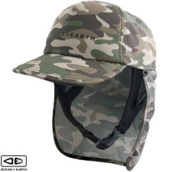 Bingin Lightweight Legionnaire Surf Cap| Camo | Sun Protection | Ocean And Earth | Surfing Hat With Clip And Flap