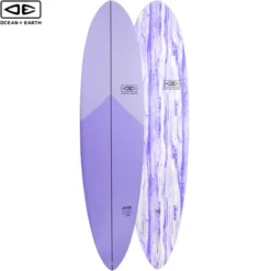 8'0" Happy Hour Surfboard | Ocean And Earth | Epoxy Softboard | Mid-Length | Full Nose And Pulled In Pin - Supreme Funboard -FCS Store Buy Ocean And Earth Happy Hour Softboard Online Surf Shops Australia Violet 8 37510.1682394908