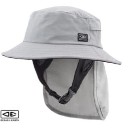 Men's Indo Stiff Peak Surf Hat | Grey Bone | Sun Protection For Surfing | Ocean And Earth
