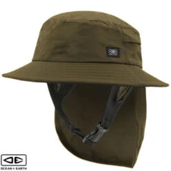 Indo Stiff Peak Surf Hat | Olive | Sun Protection For Surfing | Ocean And Earth