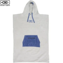 Ocean And Earth | Daybreak Light Grey Hooded Towel Poncho | Guys Surf Poncho