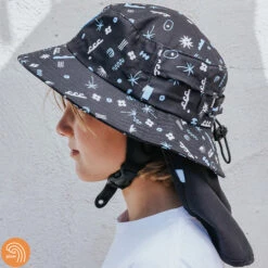 Plow Surf Co. | Elation The Label X Plow Surf Hat | Surfing Hat | Beach + Water Activity Headwear | -FCS Store Buy Plow Surf Co Elation Surfing Hat With Chin Strap Side 21765.1690958632