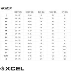XCEL | Womens Axis Steamer Wetsuit 4:3mm | Ladies Surfing Wetsuit | Back Zip Easy Entry | Ladies Full Surf Wetsuit | -FCS Store Buy XCEL Womens Wetsuit Online Australia Size Chart 89958.1683336153