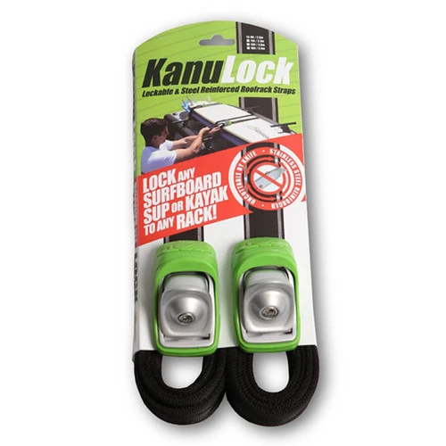 Kanulock Key Lockable Tie Downs 2.5m | Black/Green | Easily Lock Surfboards To Your Roof Racks 1 Kanulock Key Lockable Tie Downs 2.5m | Black/Green | Easily Lock Surfboards To Your Roof Racks