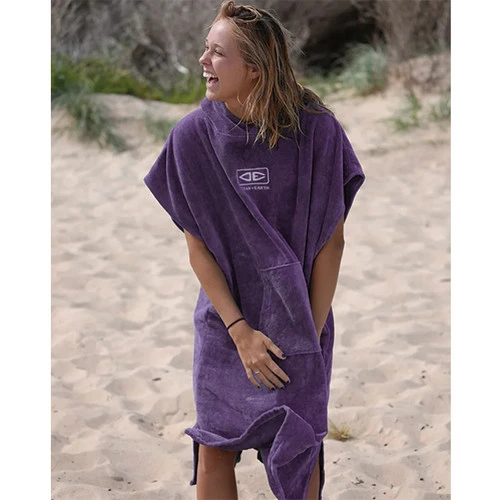 Ladies Violet Hooded Beach Towel Surf Poncho | Womens | Ocean And Earth 2 Ladies Violet Hooded Beach Towel Surf Poncho | Womens | Ocean And Earth - Image 2